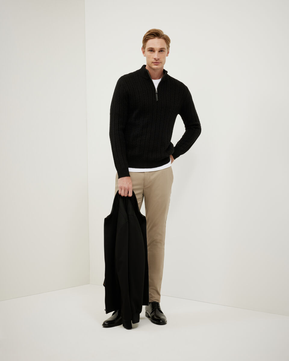 Herringbone Half-Zip Knit, Black Herringbone Half-Zip Knit, Black, hi-res